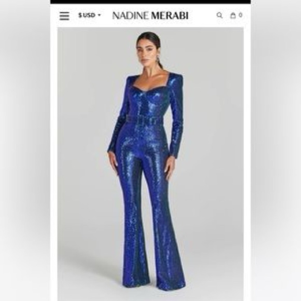 Blue Sequin Jumpsuit - Picture 3 of 4